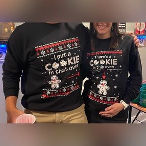 Couple Ugly Sweater Pair - Cookie in the Oven